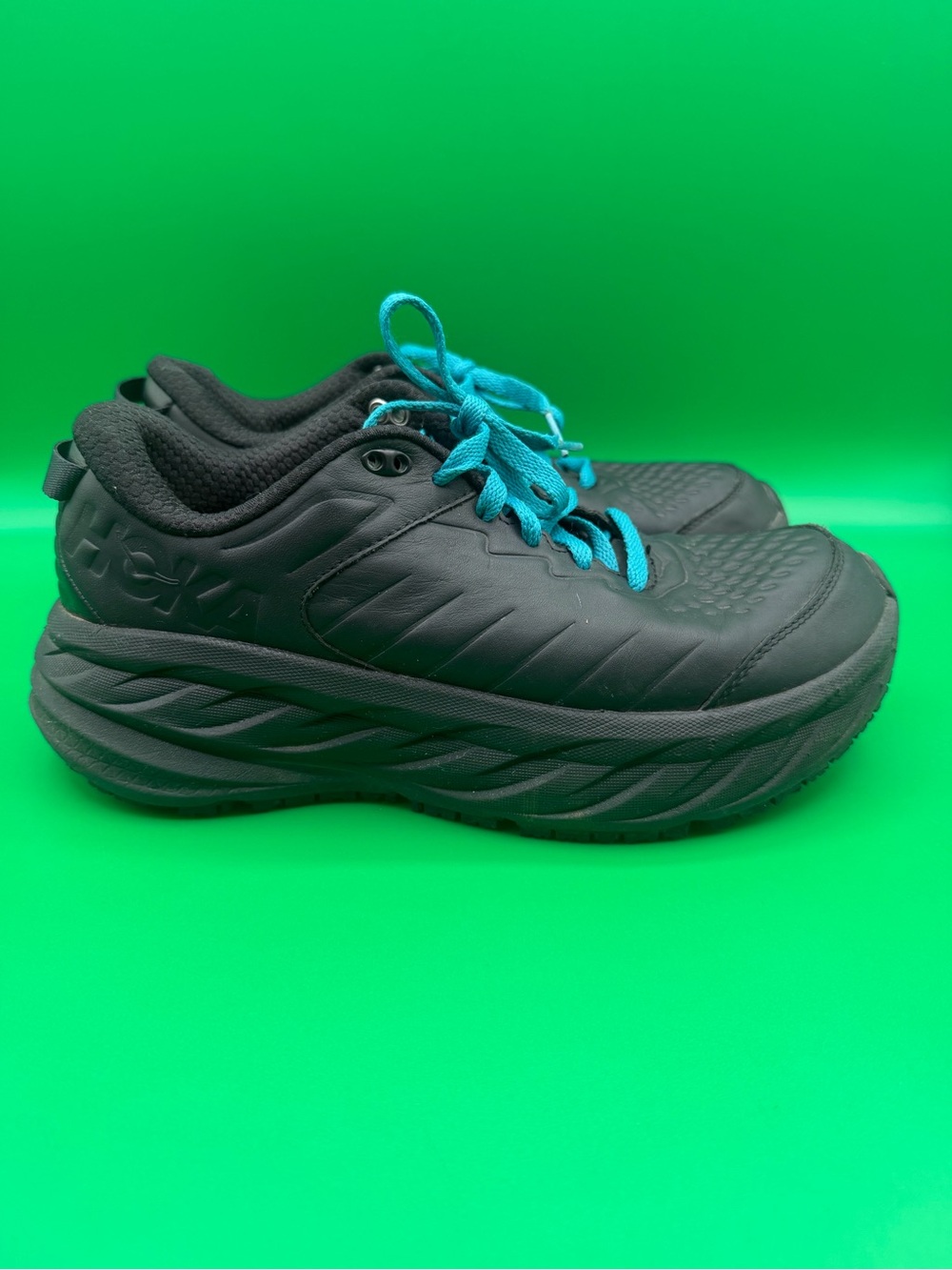 Hoka One One W Bondi SR 1110521-BBLC Triple Black Leather 1110521-BBLC SZ 9.5